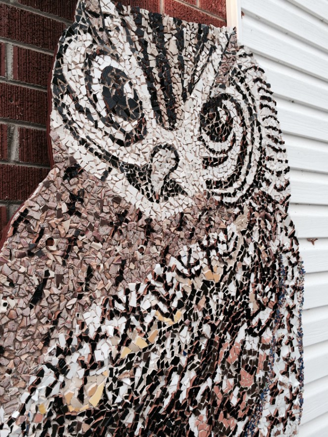 Mosaic Owl close up view
